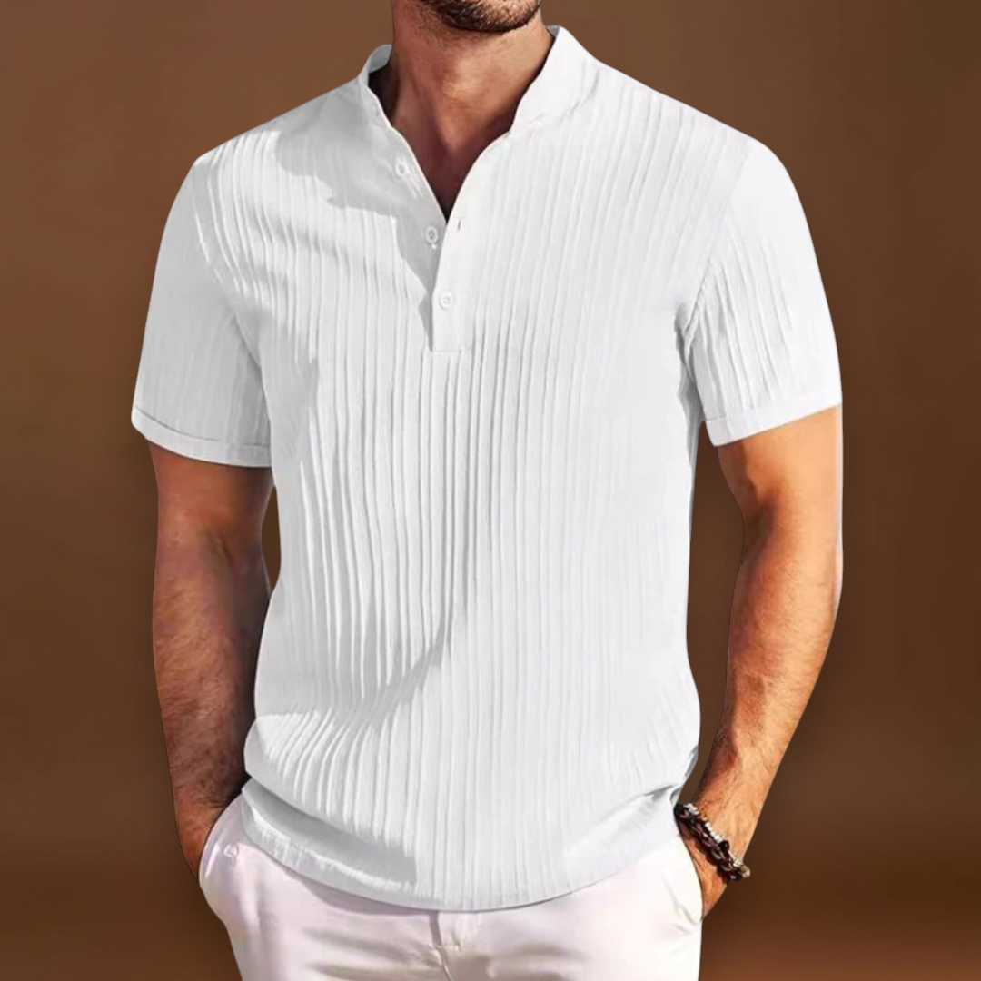 Camisa Henley - Placket Curto com Botões e Forma Flexível