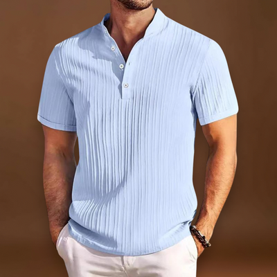 Camisa Henley - Placket Curto com Botões e Forma Flexível
