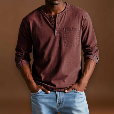 Camisa Henley - Com Pala de Botões Curta e Corte Ajustado