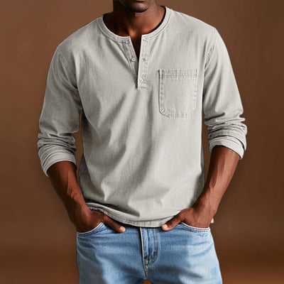 Camisa Henley - Com Pala de Botões Curta e Corte Ajustado