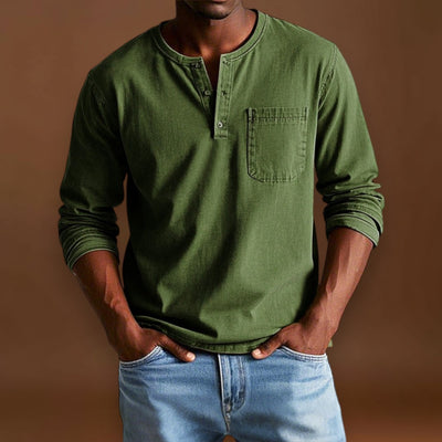 Camisa Henley - Com Pala de Botões Curta e Corte Ajustado