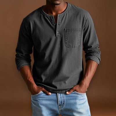 Camisa Henley - Com Pala de Botões Curta e Corte Ajustado