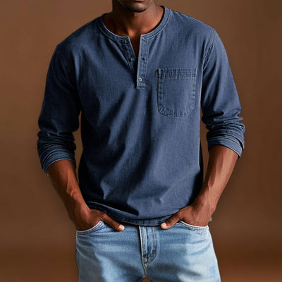 Camisa Henley - Com Pala de Botões Curta e Corte Ajustado