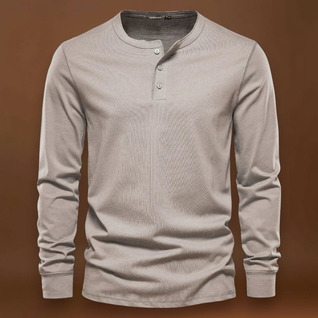 Camisa Henley - Mistura Suave com Botões e Ajuste Respirável