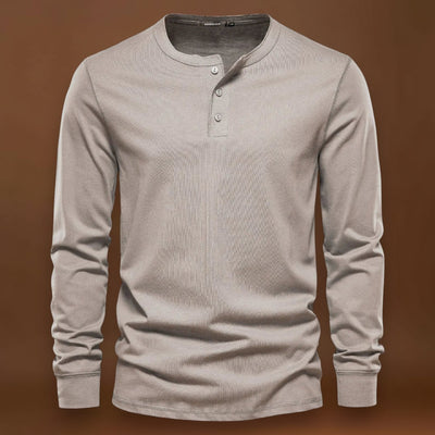 Camisa Henley - Mistura Suave com Botões e Ajuste Respirável
