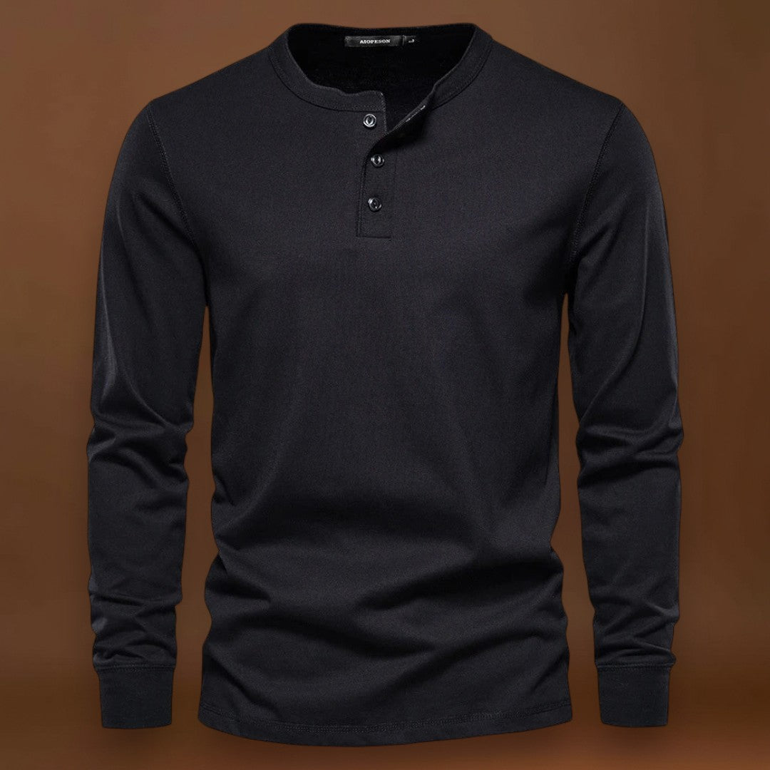 Camisa Henley - Mistura Suave com Botões e Ajuste Respirável