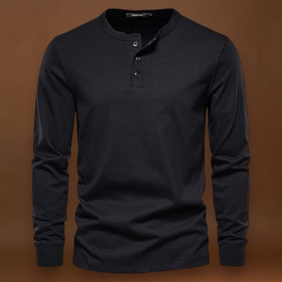 Camisa Henley - Mistura Suave com Botões e Ajuste Respirável