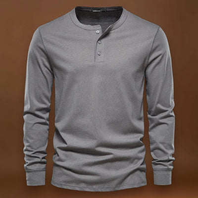 Camisa Henley - Mistura Suave com Botões e Ajuste Respirável