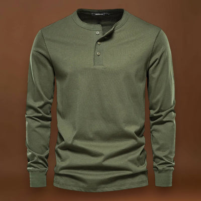 Camisa Henley - Mistura Suave com Botões e Ajuste Respirável