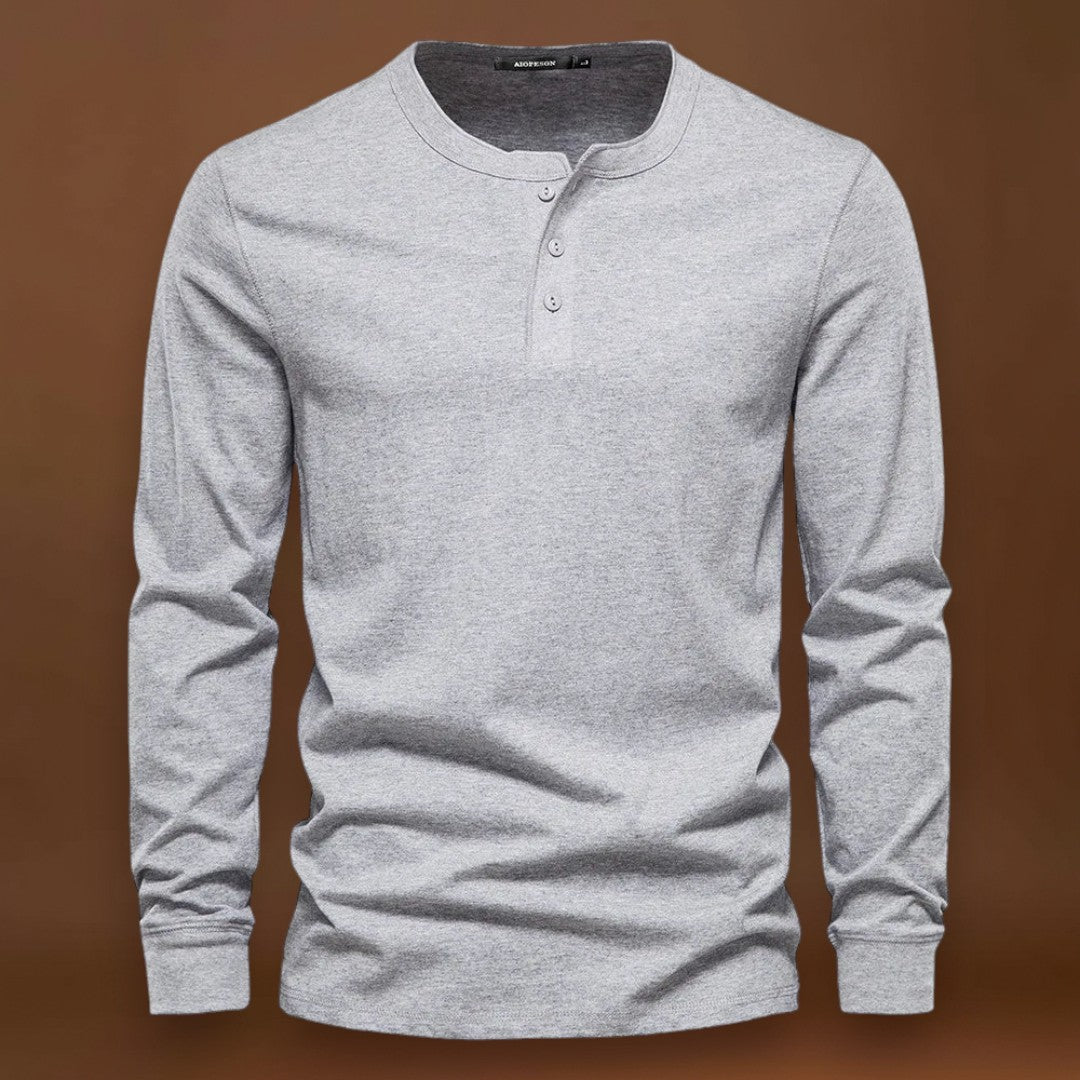 Camisa Henley - Mistura Suave com Botões e Ajuste Respirável