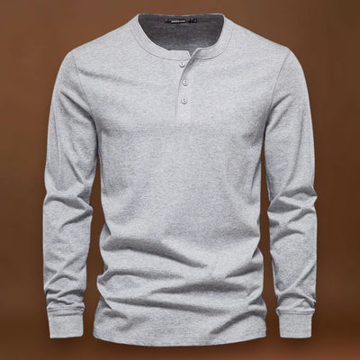 Camisa Henley - Mistura Suave com Botões e Ajuste Respirável