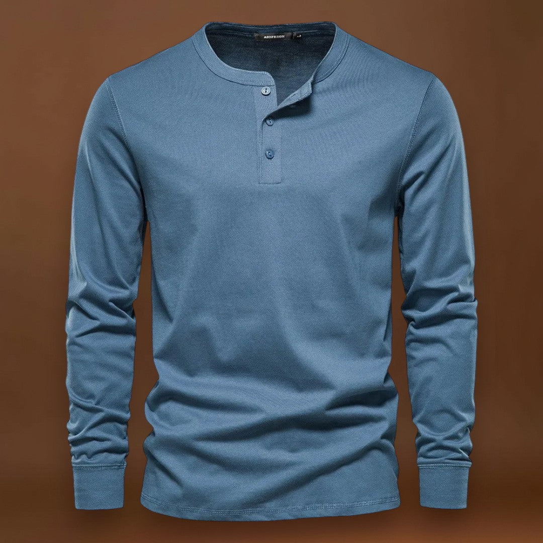 Camisa Henley - Mistura Suave com Botões e Ajuste Respirável