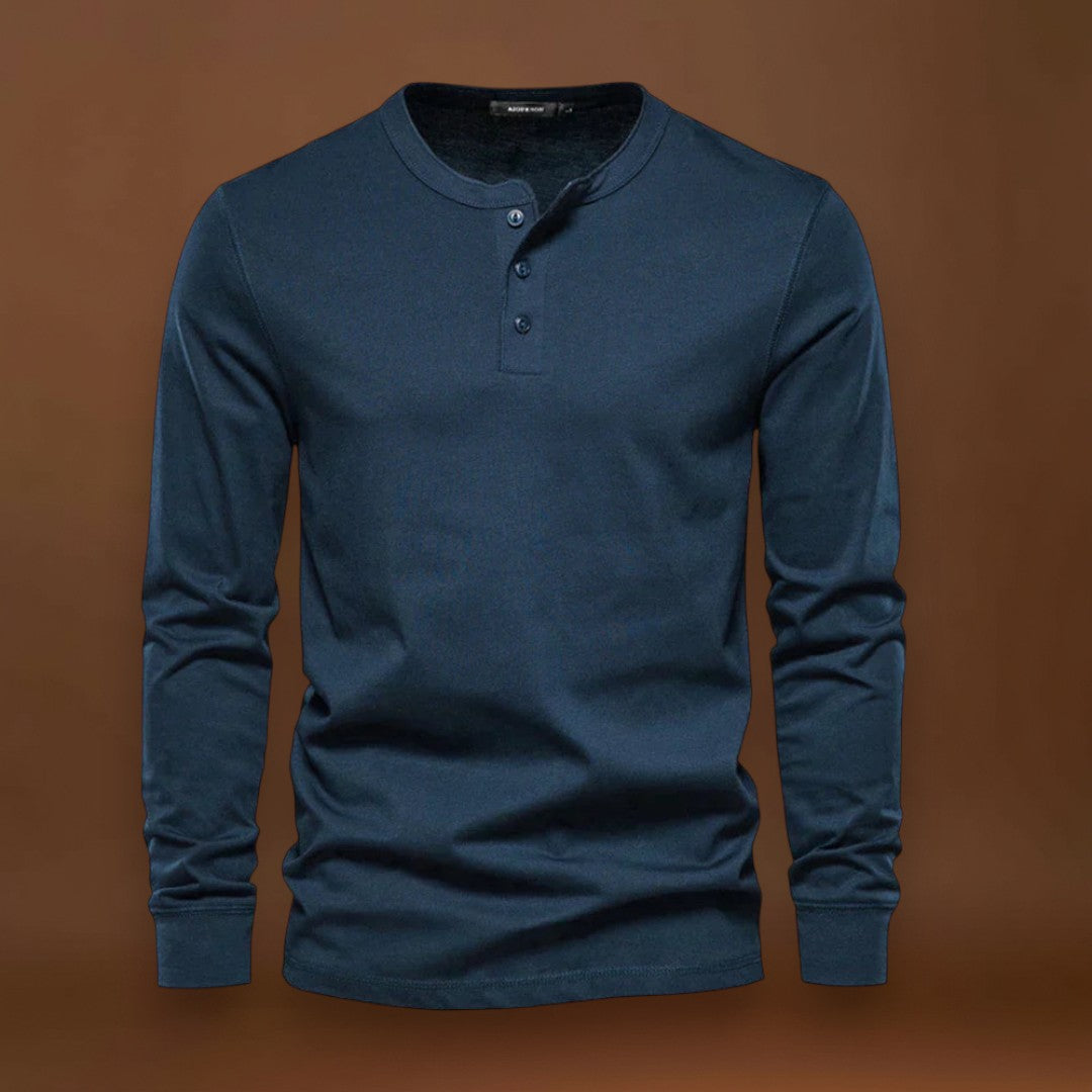Camisa Henley - Mistura Suave com Botões e Ajuste Respirável