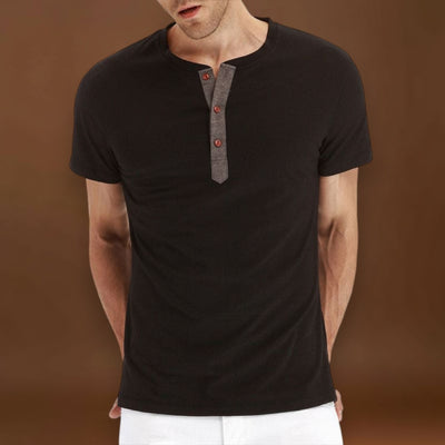 T-Shirt Henley – Malha Macia e Gola Ajustável