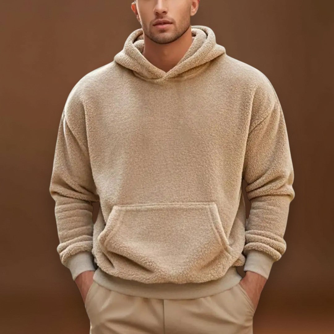 Hoodie - Mistura de Fleece com Capuz Integrado e Bolso Quente