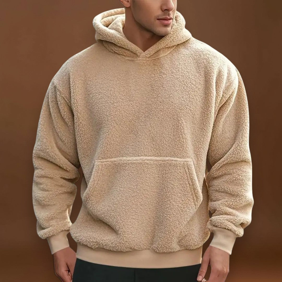 Hoodie - Mistura de Fleece com Capuz Integrado e Bolso Quente