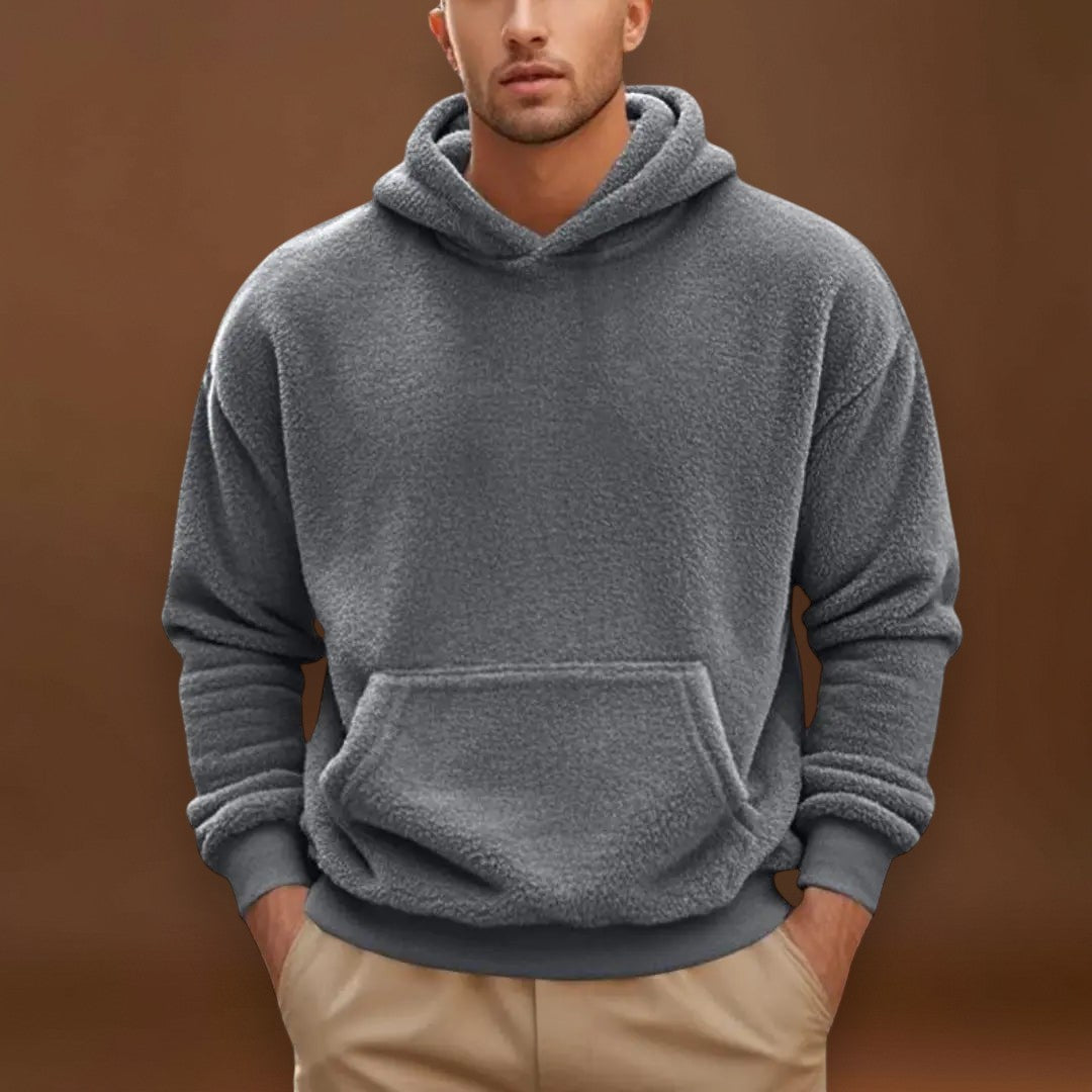 Hoodie - Mistura de Fleece com Capuz Integrado e Bolso Quente