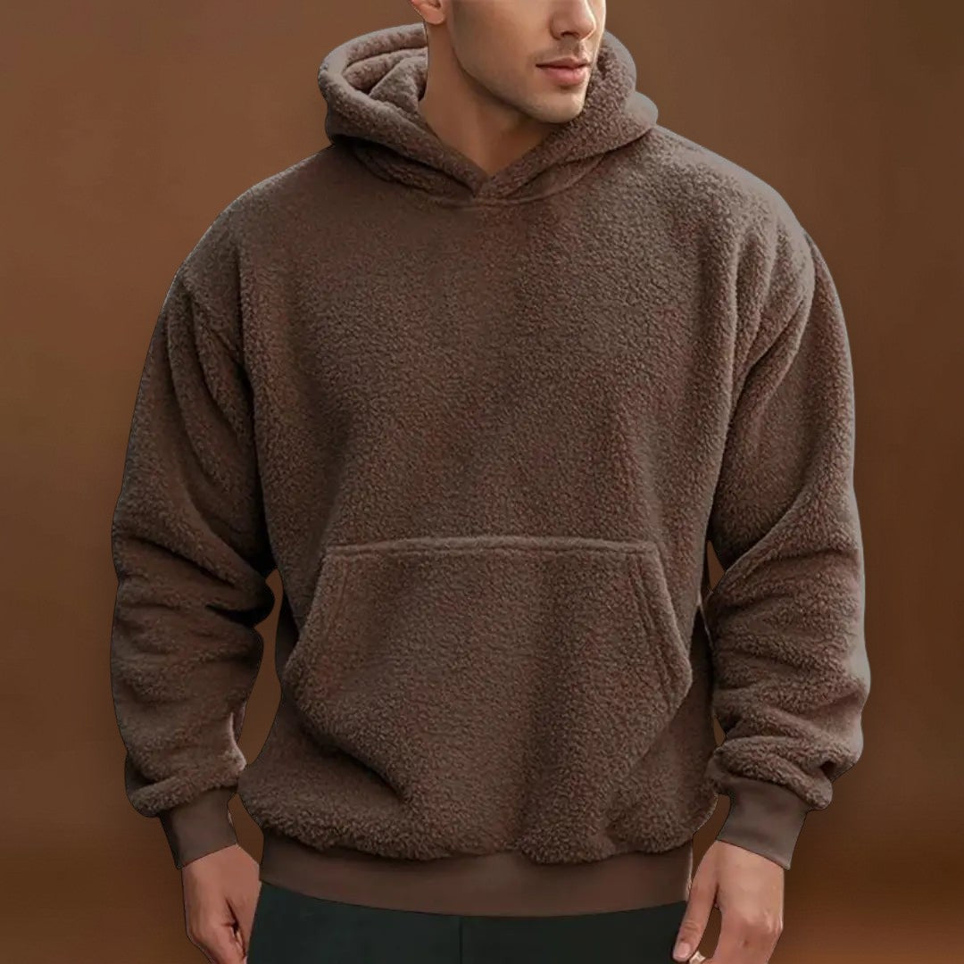 Hoodie - Mistura de Fleece com Capuz Integrado e Bolso Quente