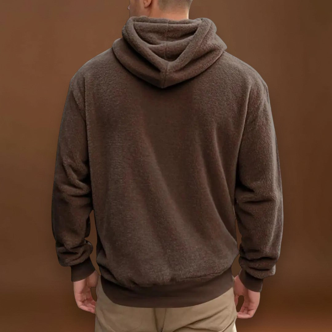 Hoodie - Mistura de Fleece com Capuz Integrado e Bolso Quente