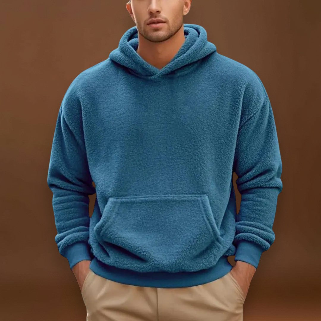 Hoodie - Mistura de Fleece com Capuz Integrado e Bolso Quente