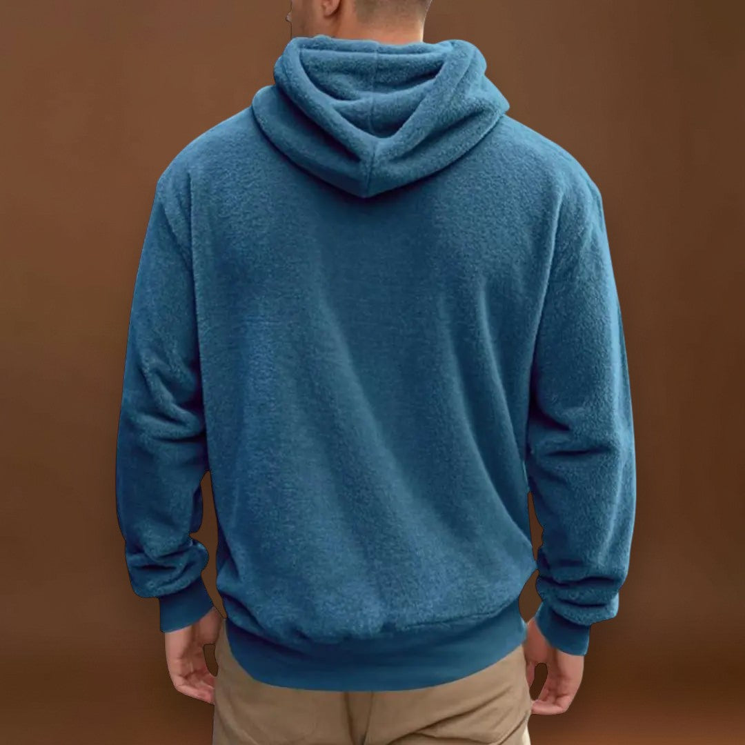 Hoodie - Mistura de Fleece com Capuz Integrado e Bolso Quente