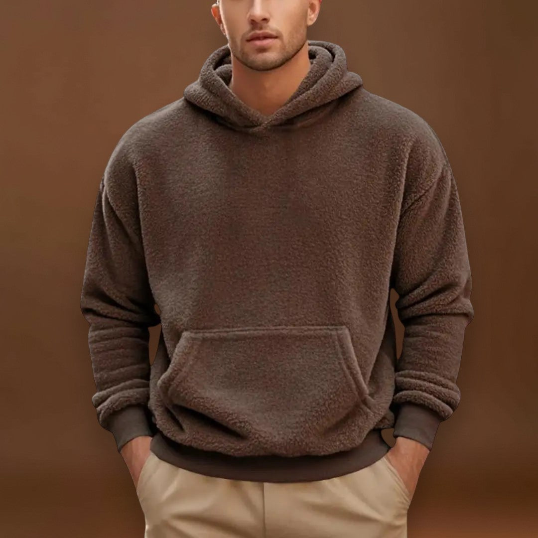 Hoodie - Mistura de Fleece com Capuz Integrado e Bolso Quente