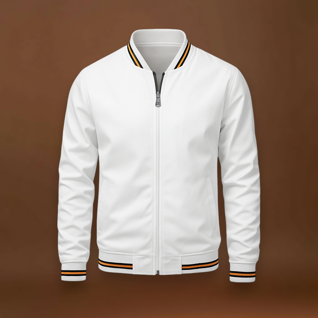 Casaco - Mistura de Poliéster com Gola Canelada e Camadas Fáceis