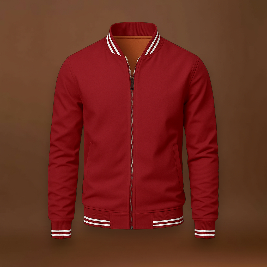 Casaco - Mistura de Poliéster com Gola Canelada e Camadas Fáceis