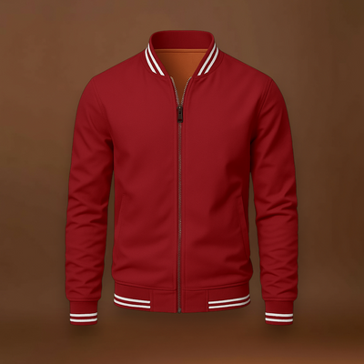 Casaco - Mistura de Poliéster com Gola Canelada e Camadas Fáceis