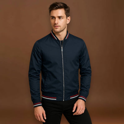 Casaco - Mistura de Poliéster com Gola Canelada e Camadas Fáceis