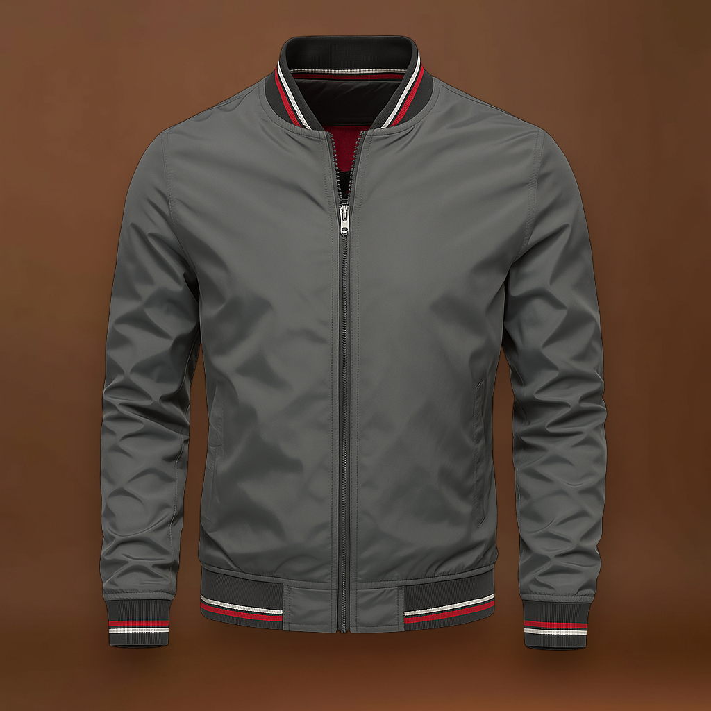 Casaco - Mistura de Poliéster com Gola Canelada e Camadas Fáceis