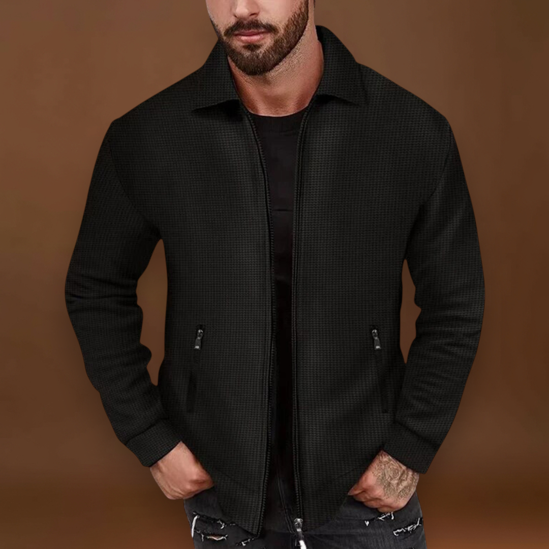 Casaco – Mistura Suave de Malha em Waffle e Forma Estruturada