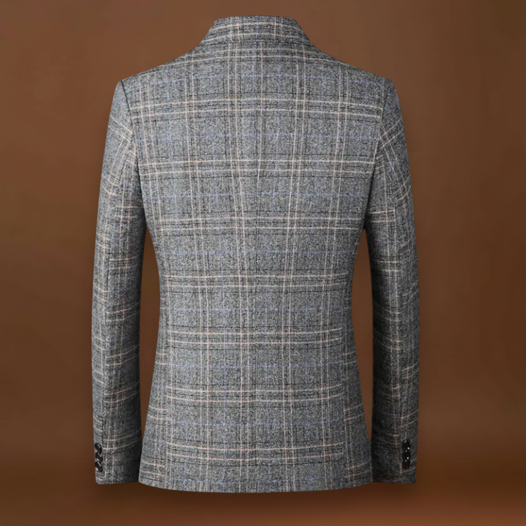 Casaco – Tweed de Mistura Suave com Padrão Xadrez e Corte Estruturado