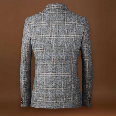 Casaco – Tweed de Mistura Suave com Padrão Xadrez e Corte Estruturado