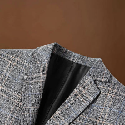Casaco – Tweed de Mistura Suave com Padrão Xadrez e Corte Estruturado