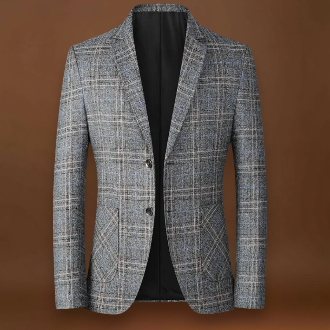 Casaco – Tweed de Mistura Suave com Padrão Xadrez e Corte Estruturado