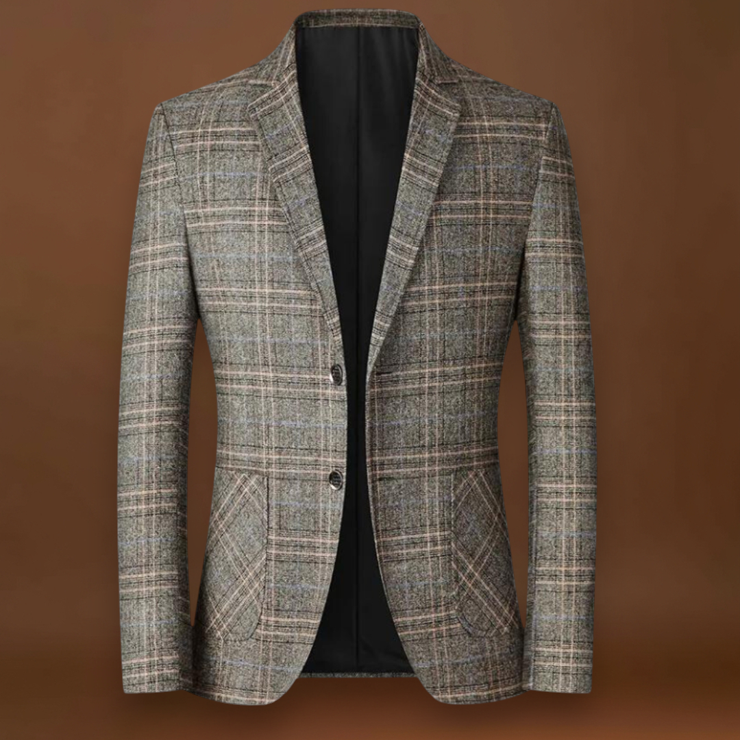 Casaco – Tweed de Mistura Suave com Padrão Xadrez e Corte Estruturado