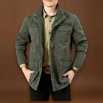 Casaco - Gola Alta, Layout de Múltiplos Bolsos e Construção Durável