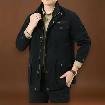 Casaco - Gola Alta, Layout de Múltiplos Bolsos e Construção Durável