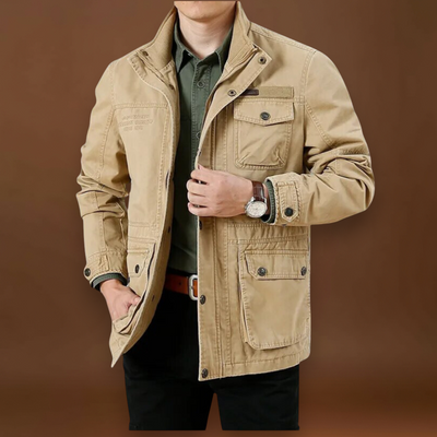 Casaco - Gola Alta, Layout de Múltiplos Bolsos e Construção Durável