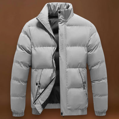 Casaco - Gola Alta e Mistura de Poliéster Resistente ao Vento