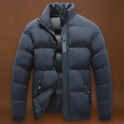 Casaco - Gola Alta e Mistura de Poliéster Resistente ao Vento