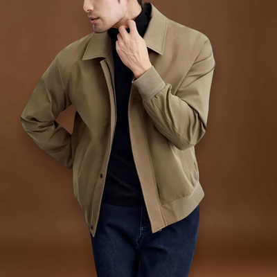 Casaco - Mistura de Lona Ajustada e Camadas Estruturadas