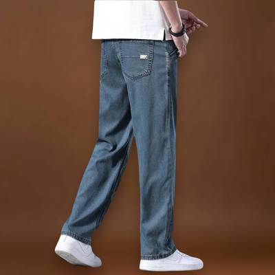 Jeans - Mistura de Denim com Cintura Baixa e Quadris Espaçosos para Movimento Livre