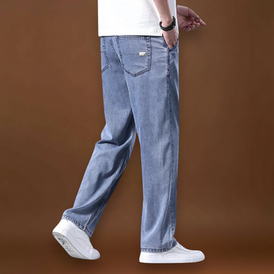 Jeans - Mistura de Denim com Cintura Baixa e Quadris Espaçosos para Movimento Livre