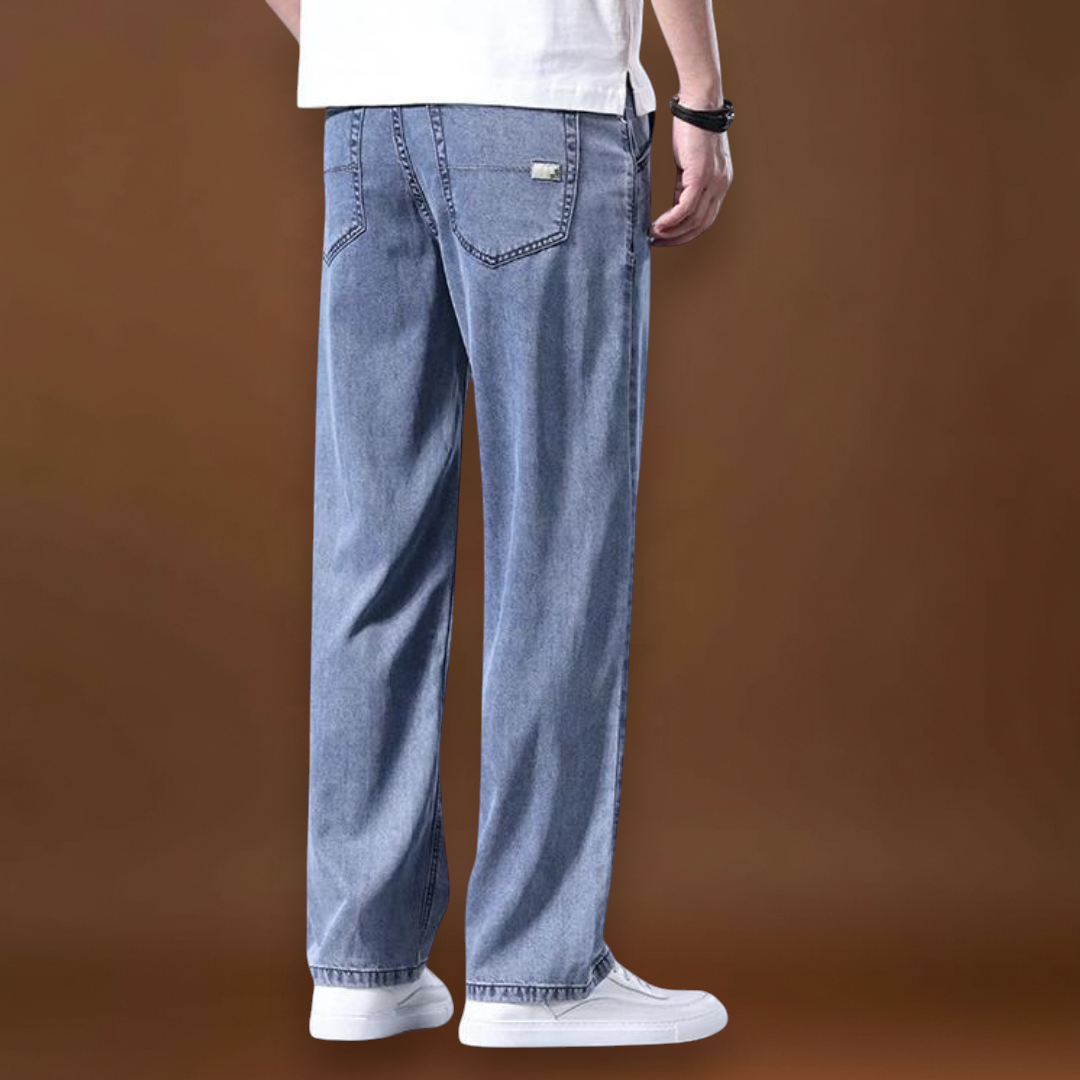 Jeans - Mistura de Denim com Cintura Baixa e Quadris Espaçosos para Movimento Livre