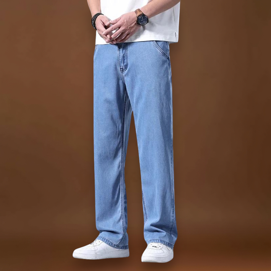 Jeans - Mistura de Denim com Cintura Baixa e Quadris Espaçosos para Movimento Livre