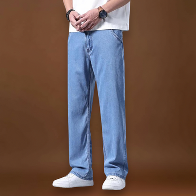 Jeans - Mistura de Denim com Cintura Baixa e Quadris Espaçosos para Movimento Livre