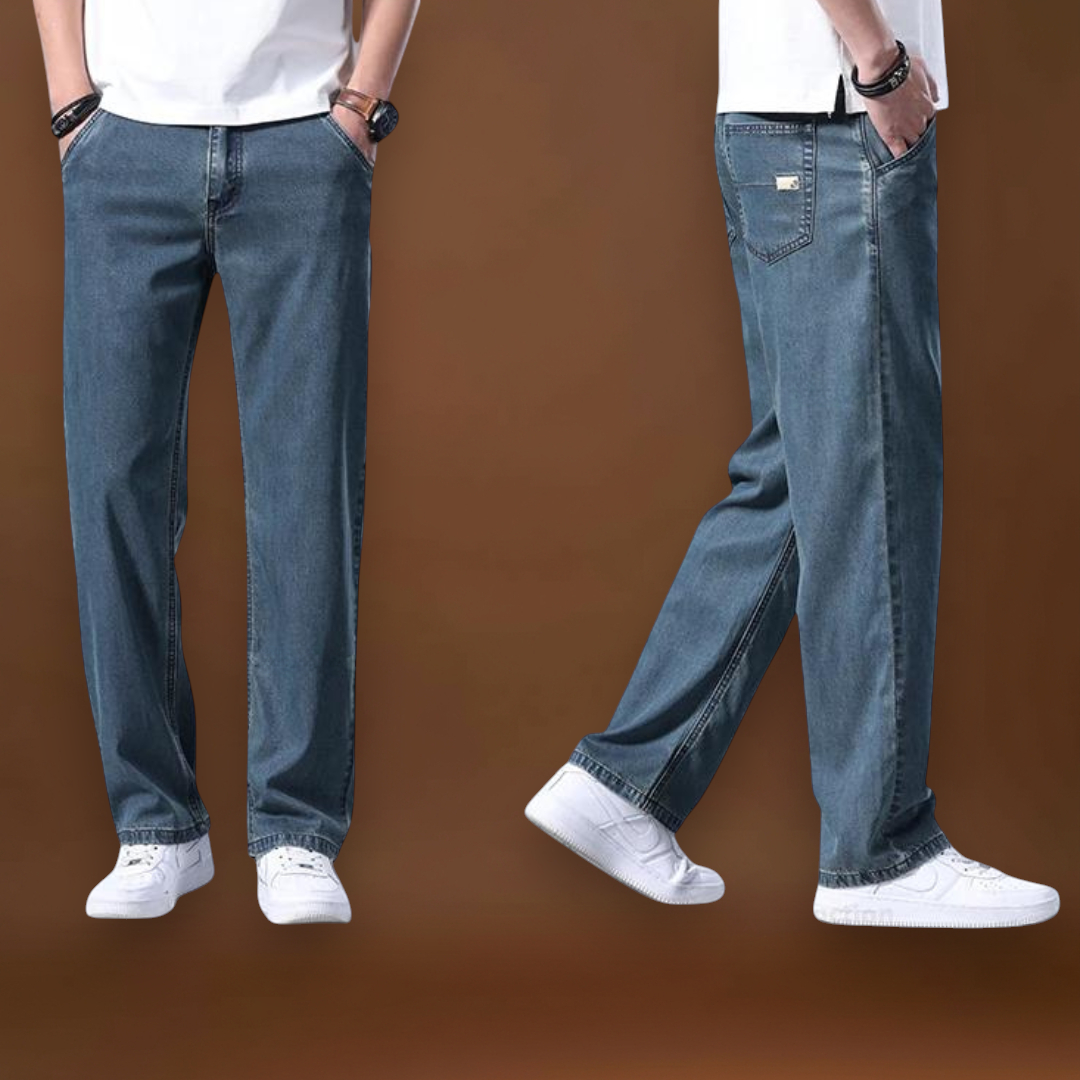 Jeans - Mistura de Denim com Cintura Baixa e Quadris Espaçosos para Movimento Livre