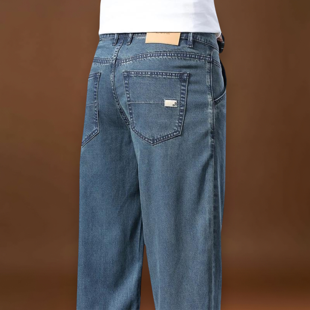 Jeans - Mistura de Denim com Cintura Baixa e Quadris Espaçosos para Movimento Livre